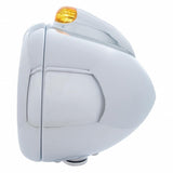 Chrome Guide 682-C Headlight H4 w/ 10 Amber LED & Dual Mode LED Signal - Amber Lens