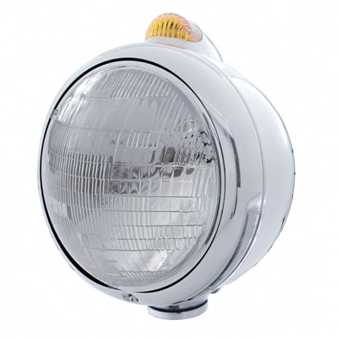 Chrome Guide 682-C Headlight 6014 & Dual Mode LED Signal - Amber Lens