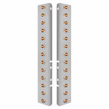 Peterbilt Stainless Front Air Cleaner Bracket w/ Twenty Six 3 LED Dual Function Mini Lights & Stainless Bezels - Amber LED/Amber Lens