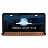 Black License Frame with 19 LED 12" Reflector Light Bar - Amber LED/Amber Lens
