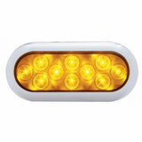 10 LED Oval Turn Signal Light w/ Bezel (Flange Mount) - Amber LED/Amber Lens