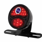 All-Black LED "DUO Lamp" Motorcycle Rear Fender Tail Light, Red LED Lens w/LED Blue Dot, 12 Volt