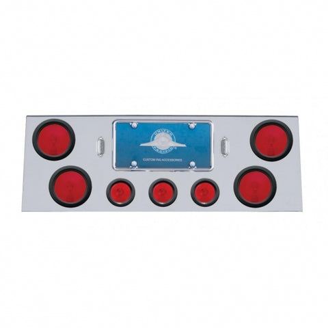 Stainless Rear Center Panel w/ Four 4" Lights & Three 2 1/2" Flat Lights & Grommets