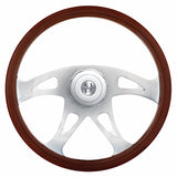 18" Boss Style Wood Steering Wheel For 2006+ Peterbilt & 2003+ Kenworth Trucks