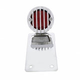 Motorcycle LED "Bobber" Style Vertical Tail Light w/Chrome Grille Bezel-Red Lens