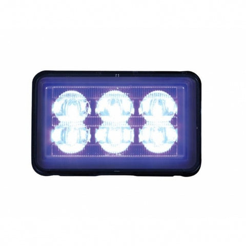 6 High Power LED Rectangular Warning Light with Bracket - Blue