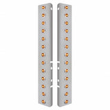 Peterbilt Stainless Front Air Cleaner Bracket w/ Twenty Six 3 LED Dual Function Mini Lights & Stainless Bezels - Amber LED/Clear Lens