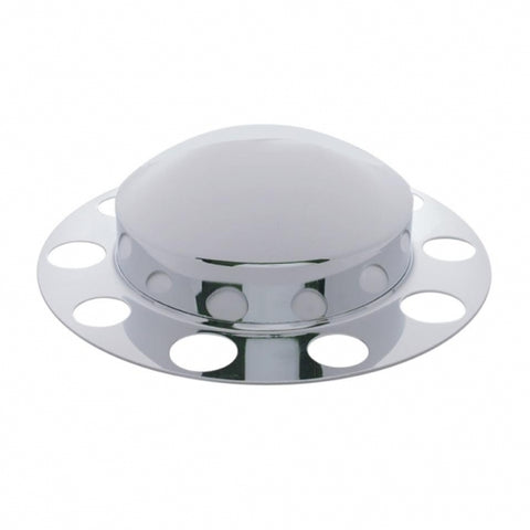 Chrome Dome Front Axle Cover 2PC Kit w/ 1 1/2" Nut Cover - Steel Wheel