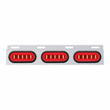 Stainless Top Mud Flap Bracket w/ Three 22 LED 6" Oval GLO Lights & Grommet - Red LED/Clear Lens