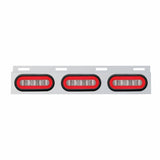Stainless Top Mud Flap Bracket w/ Three 22 LED 6" Oval GLO Lights & Grommet - Red LED/Clear Lens