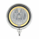 Black Guide Headlight 9007 Bulb w/ Amber LED Halo Rim