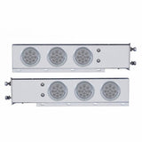 3 3/4" Bolt Pattern Deluxe Stainless Spring Loaded Light Bar w/ Six 12 LED 4" Light & Visors - Red LED/Clear Lens