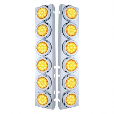 Peterbilt Front Air Cleaner Kit w/ 12 Reflector LED Lights & Bezel - Amber LED/Amber Lens