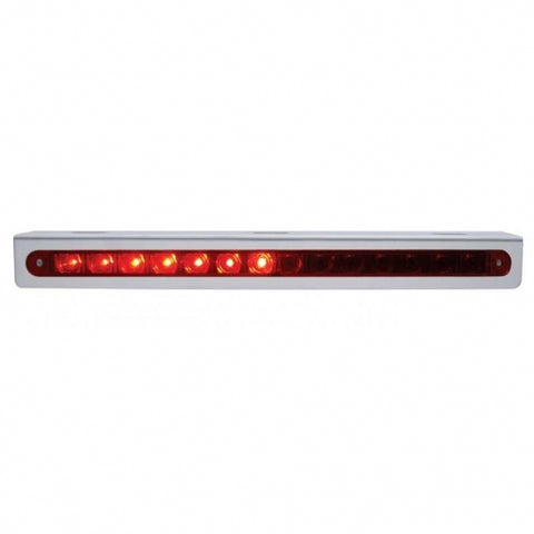 Stainless Light Bracket w/ 14 LED 12" Sequential Light Bar (Left to Right) - Red LED/Red Lens