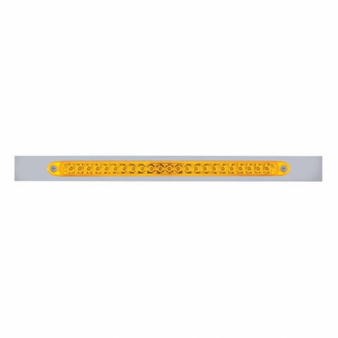 Chrome Top Mud Flap Plate w/ 23 LED 17" Reflector Light Bar - Amber LED/Amber Lens