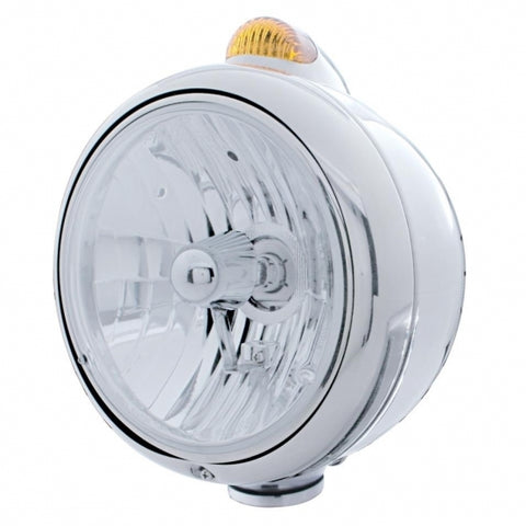 Stainless Steel Guide 682-C Headlight Crystal H4 & Dual Mode LED Signal - Amber Lens