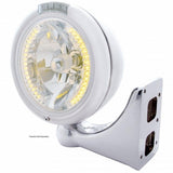 Chrome Classic Headlight H4 w/34 Amber LED & LED Signal - Clear Lens