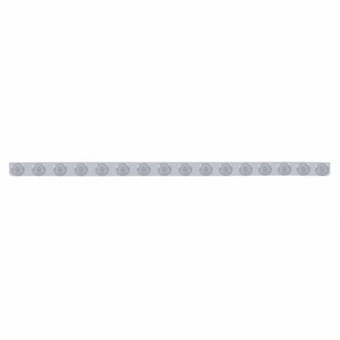 79 1/2" Stainless Bumper Light Bracket w/ Sixteen 9 LED 2" Lights & Bezels - Amber LED/Clear Lens