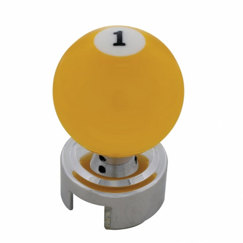 Yellow Pool Ball 13/15/18 Speed Gearshift Knob w/ Adapter - Number 1 Ball
