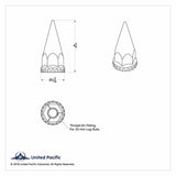 33mm x 4 3/4" Black Spike Nut Cover w/ Flange- Thread-On (60 Pack)
