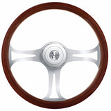 18" Blade Style Wood Steering Wheel For 2006+ Peterbilt & 2003+ Kenworth Trucks