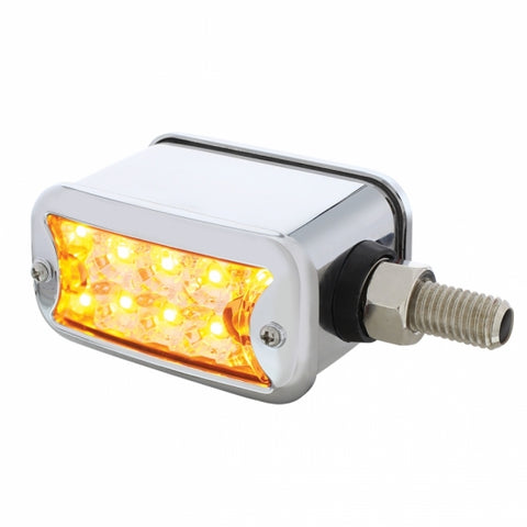 10 LED Dual Function Straight Mount Reflector Double Face Light w/ Bezel - Amber & Red LED/Clear Lens