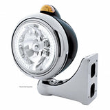Black Guide 682-C Headlight H4 w/ White LED & Dual Mode LED Signal - Amber Lens