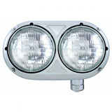 Stainless Peterbilt 359 Style Dual Headlight w/ Halogen Bulb
