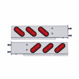 3 3/4" Bolt Pattern Stainless Spring Loaded Light Bar w/ 6 Oval LED "GLO" Light & Grommet - Red LED/Red Lens