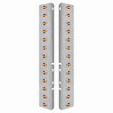 Peterbilt Stainless Front Air Cleaner Bracket w/ Twenty Six 3 LED Mini Lights & Stainless Bezels - Amber LED/Amber Lens