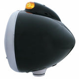 Black Guide 682-C Headlight H4 w/ White LED & Dual Mode LED Signal - Amber Lens
