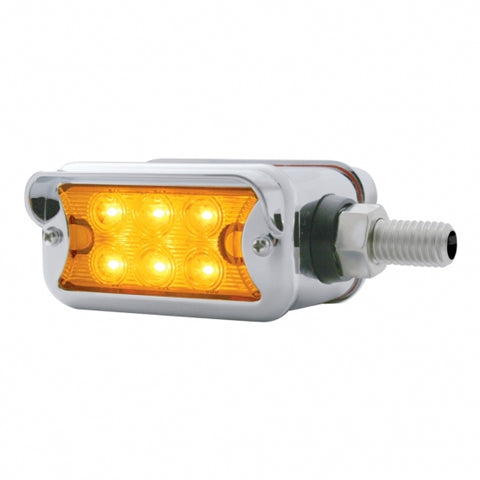 6 LED Dual Function Double Face Light w/ Horizontal Visor - Amber & Red LED/Amber & Red Lens