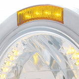 Stainless Steel Bullet Half Moon Headlight H4 w/ Amber LED & Signal - Amber Lens