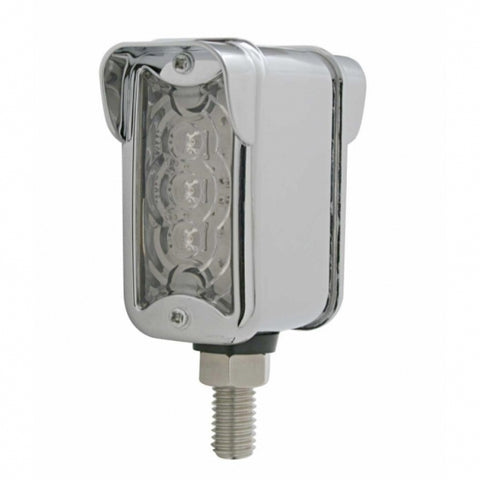 3 LED Straight Mount Double Face Light w/ Vertical Visor - Amber & Red LED/Clear Lens