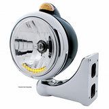 Black Guide 682-C Headlight H4 w/ 10 Amber LED & Dual Mode LED Signal - Amber Lens