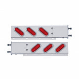 3 3/4" Bolt Pattern Stainless Spring Loaded Light Bar w/ 6 Oval LED "GLO" Light & Visor - Red LED/Red Lens
