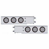 3 3/4" Bolt Pattern Stainless Spring Loaded Light Bar w/ Six 36 LED 4" Lights & Grommets - Red LED/Clear Lens