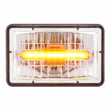 High Power LED 4" x 6" Rectangular Headlight with Amber Auxiliary Light