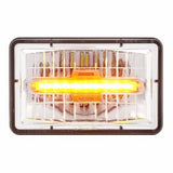 High Power LED 4" x 6" Rectangular Headlight with Amber Auxiliary Light