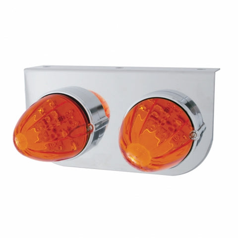 Stainless Light Bracket w/ Two 19 LED Watermelon Lights - Amber LED/Dark Amber Lens