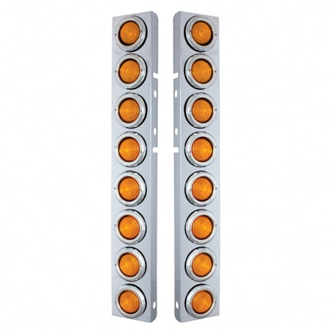Peterbilt Front Air Cleaner Kit w/ Sixteen 2" Incandescent Flat Lights & Bezel - Amber Lens