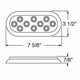 10 LED Oval Turn Signal Light w/ Bezel (Flange Mount) - Amber LED/Amber Lens
