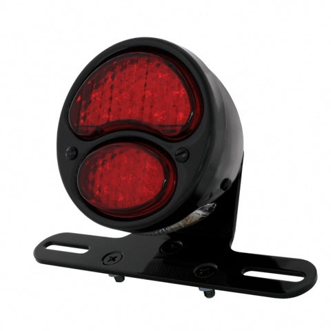 All-Black LED "DUO Lamp" Motorcycle Rear Fender Tail Light, All Red LED Lens, 12 Volt