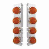Peterbilt Stainless Front Air Cleaner Bracket w/ Eight 9 LED "GLO" Watermelon Lights & Bezels - Amber LED/Amber Lens