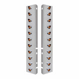 Peterbilt Stainless Front Air Cleaner Bracket w/ Twenty Two 3 LED Mini Lights & Visors - Amber LED/Clear Lens