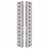 Peterbilt Stainless Front Air Cleaner Bracket w/ Twenty Six 3 LED Dual Function Mini Diamond Lights & Stainless Bezels - Amber LED/Amber Lens