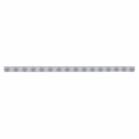 79-1/2" SS Bumper Light Bracket w/16X 9 LED 2" Beehive Lights & Bezels -Amber LED/Clear Lens