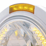Stainless Steel Bullet Classic Headlight H4 w/ Amber LED & Dual Mode LED Signal - Amber Lens