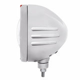 Stainless Steel Bullet Embossed Stripe Headlight 5 LED Bulb & Dual Mode LED Signal - Amber Lens