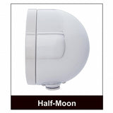 Stainless Bullet Half Moon Headlight 11 LED Bulb & Dual Mode LED Signal - Clear Lens